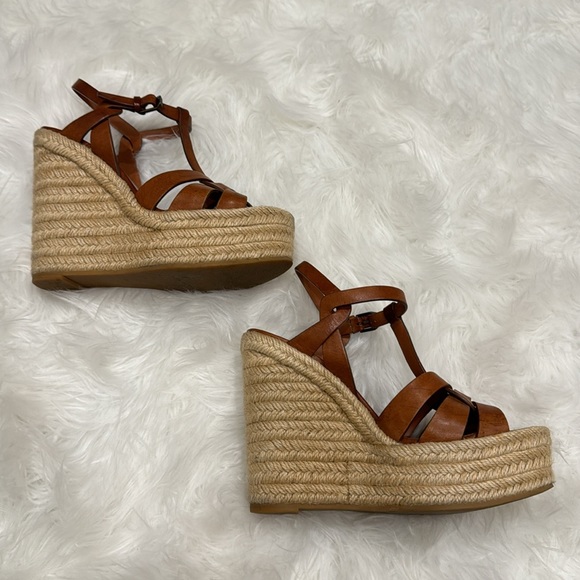 SAINT LAURENT YSL Tribute Wedges Camel Size 36.5 - Picture 3 of 8